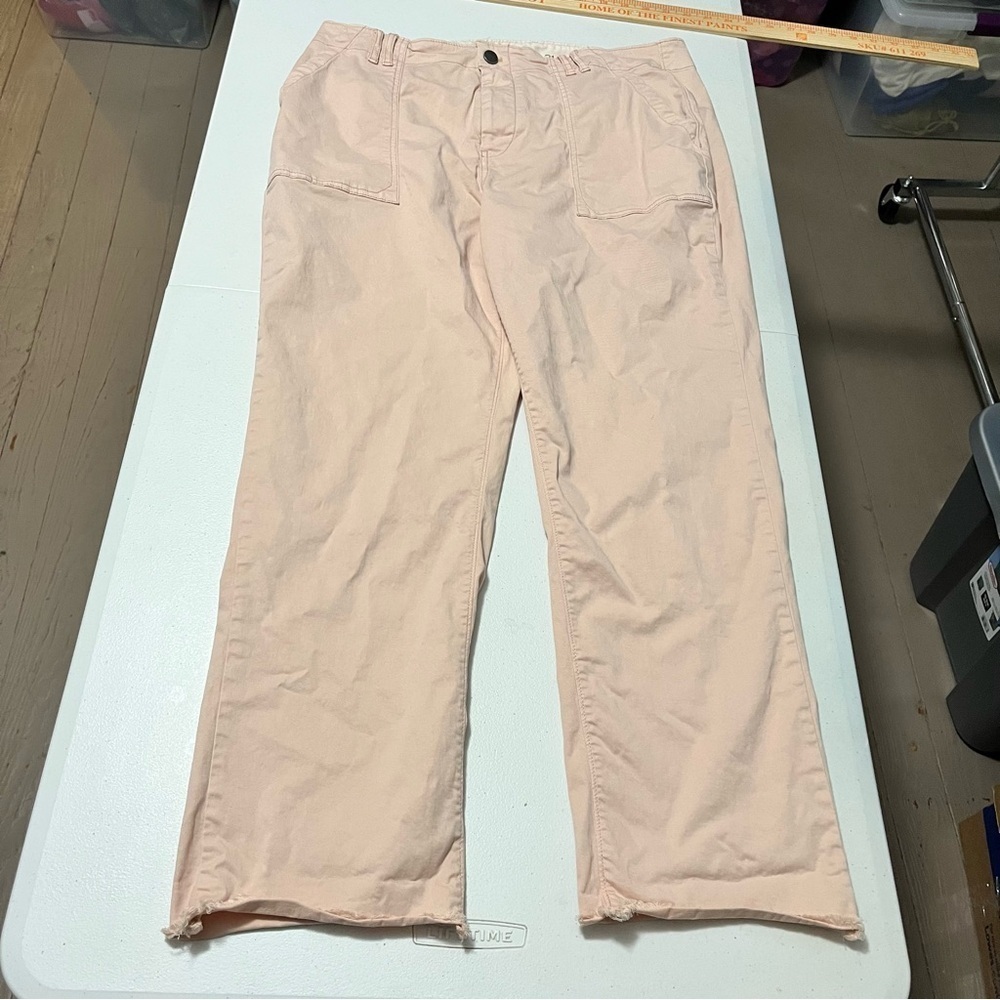 Anthropologie Pilcro Utility Slim Straight Leg Pants Light Pink Raw Hem 31 I - Picture 3 of 10